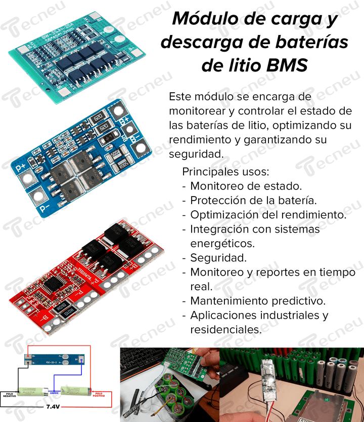 Modulo Carga Protección 4 Batería Litio Lipo Bms 30a 4s - Tecneu