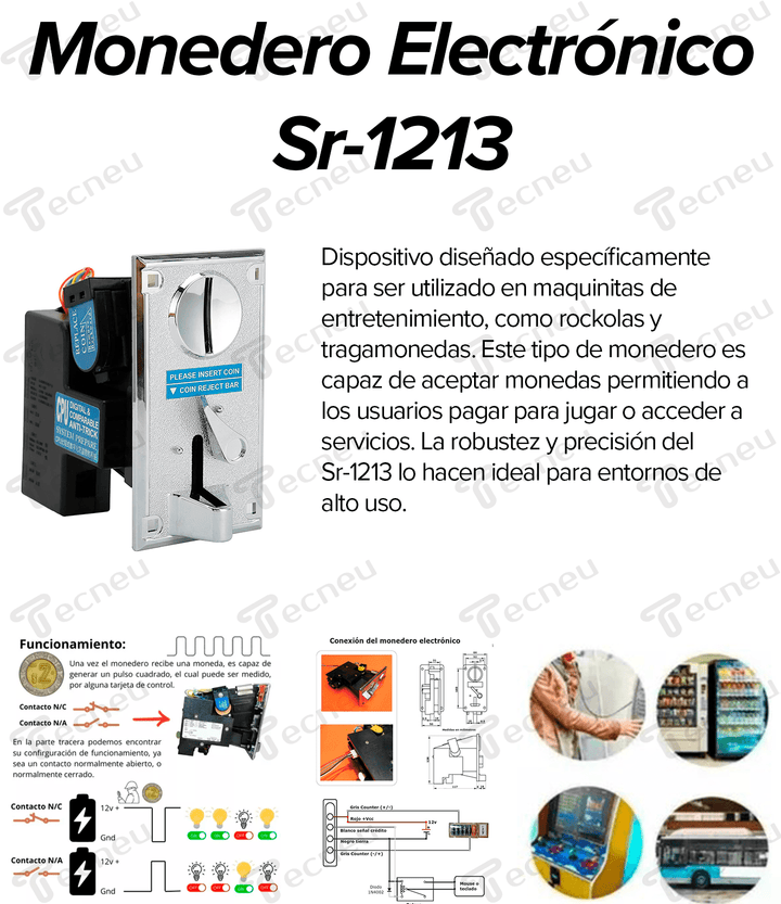Monedero Electronico Maquinitas Rockola Tragamonedas Sr - 1213 - Tecneu