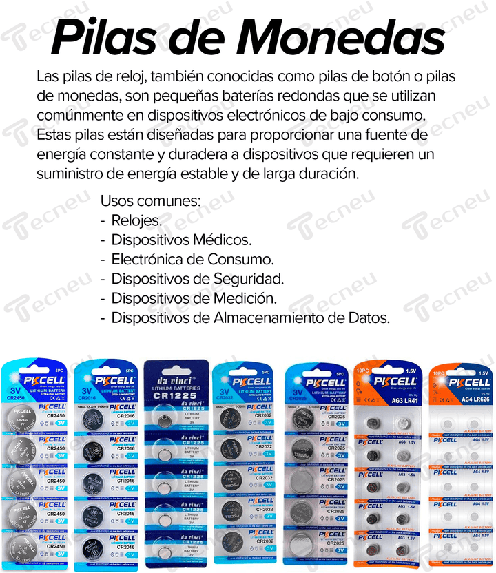 Paquete 5 Pilas Tipo Moneda Cr2032 3v Pkcell Reloj Juguete Control - Tecneu
