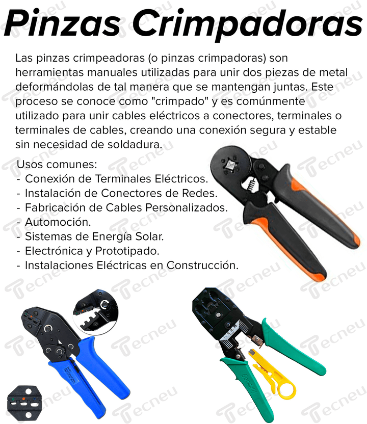 Pinza Ponchadora Para Terminales Ferrules 0.25 - 10mm Awg23 - 7 - Tecneu