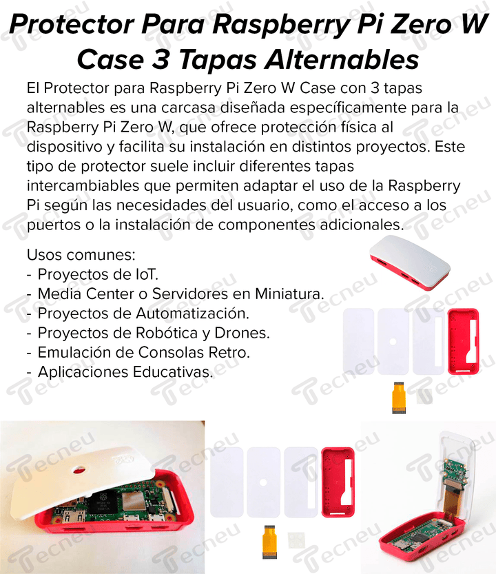 Protector Para Raspberry Pi Zero W Case 3 Tapas Alternables - Tecneu