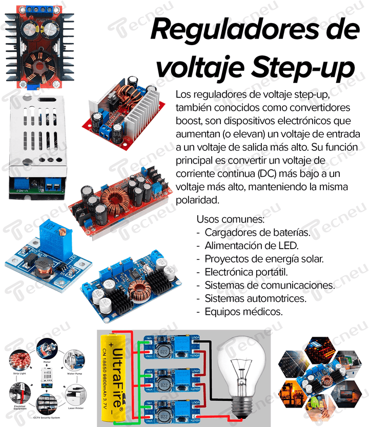 Elevador De Voltaje Step Up Boost 150w 6a Dc - dc - Tecneu