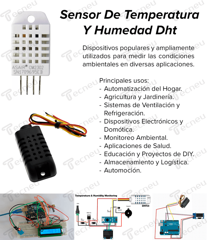 Sensor De Temperatura Y Humedad Dht22 Am2302 - Tecneu