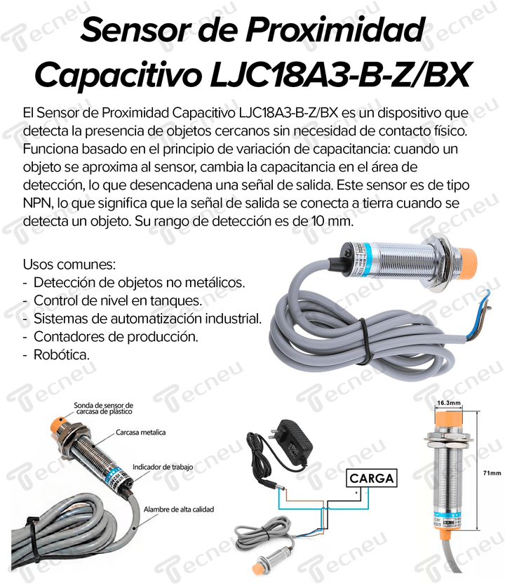 Sensor De Proximidad Capacitivo 10 Mm Npn Ljc18a3 - b - z/bx - Tecneu