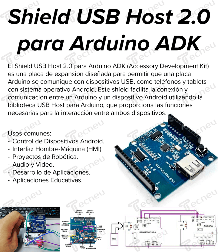 Shield Usb Host 2.0 Arduino Adk Google Android - Tecneu
