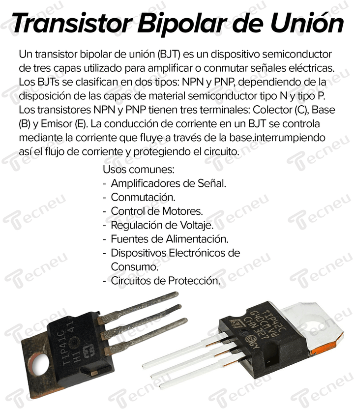 Transistor PNP BC557B BJT TO - 92 45V 100mA - Tecneu