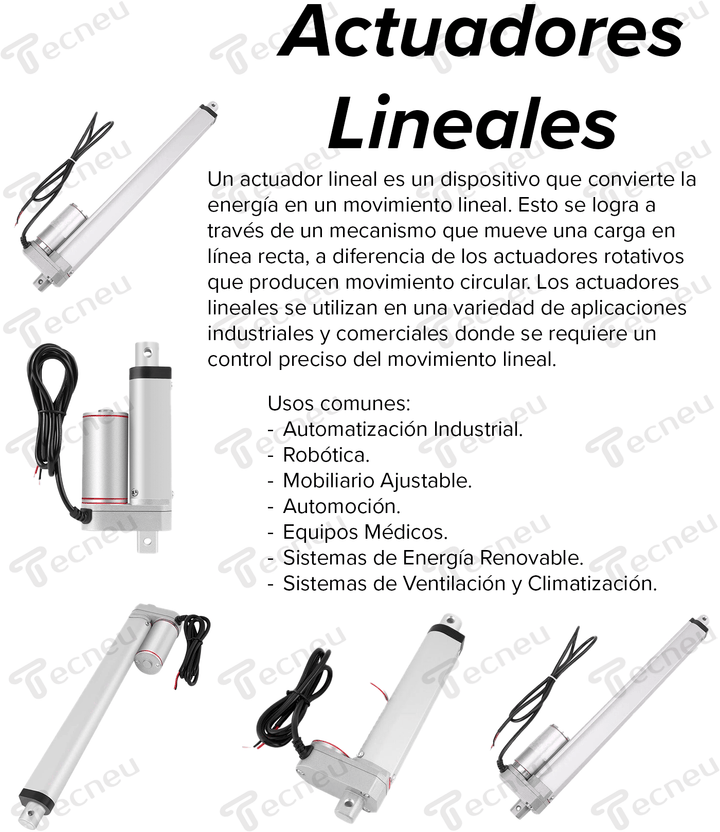 Actuador Lineal Motor 150kg Torque 500mm 12v 3a 36w Aluminio - Tecneu