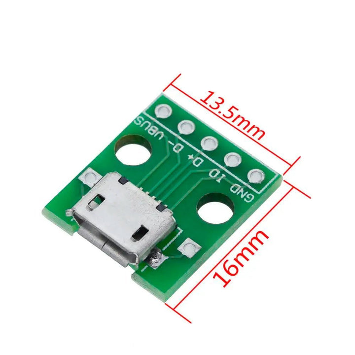 Adaptador Micro Usb A Dip 2.54mm 5 Pines Hembra Pcb MCU - Tecneu