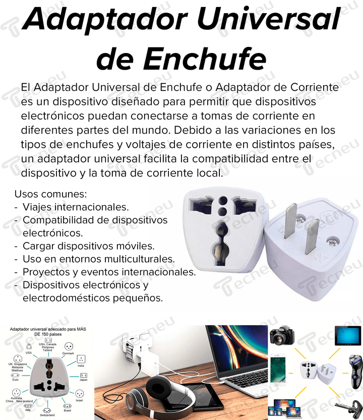 Adaptador Universal Enchufe Adaptador Corriente - Tecneu