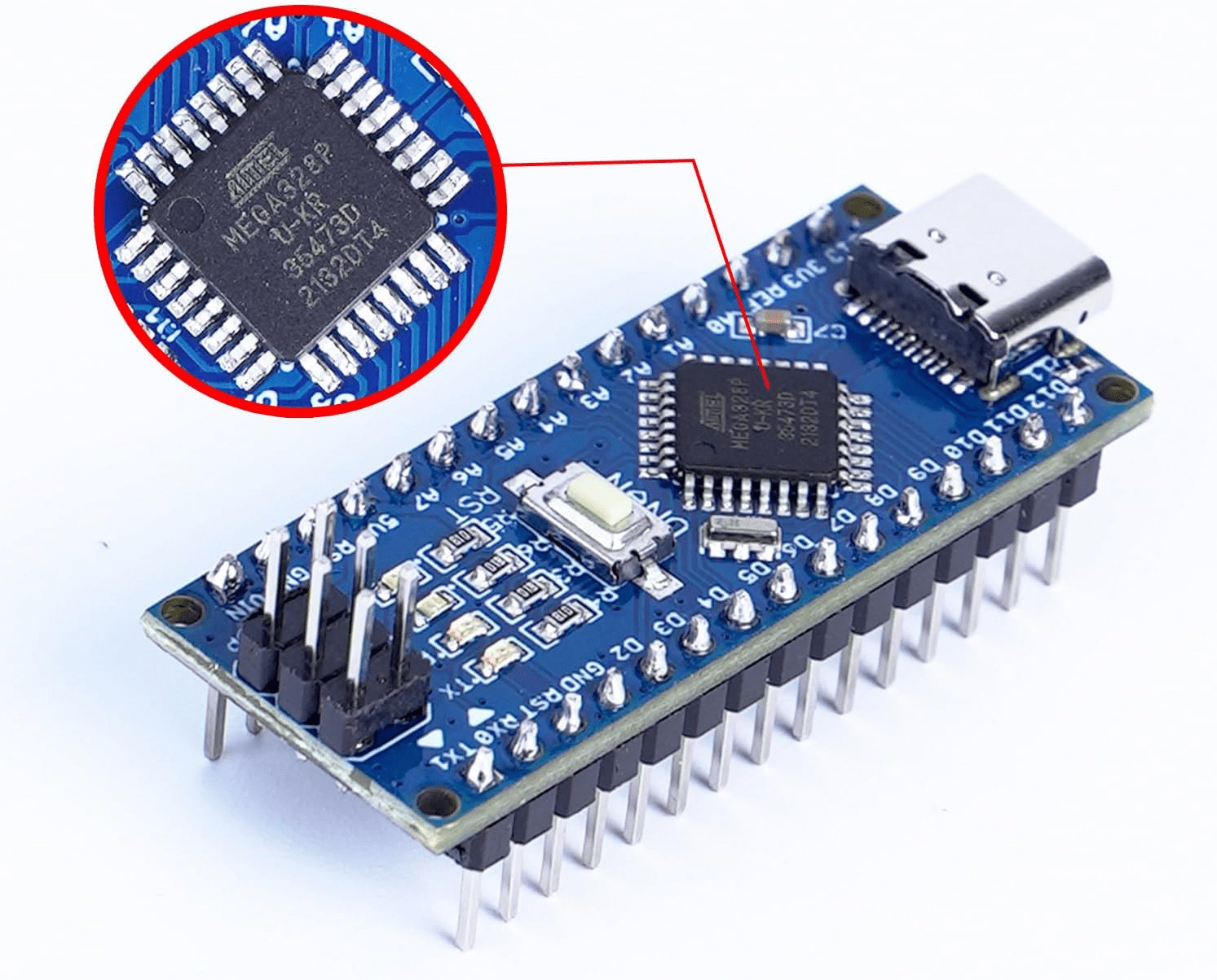 Arduino Nano V3.0 CH340 Conector Tipo C Pines Soldados - Tecneu