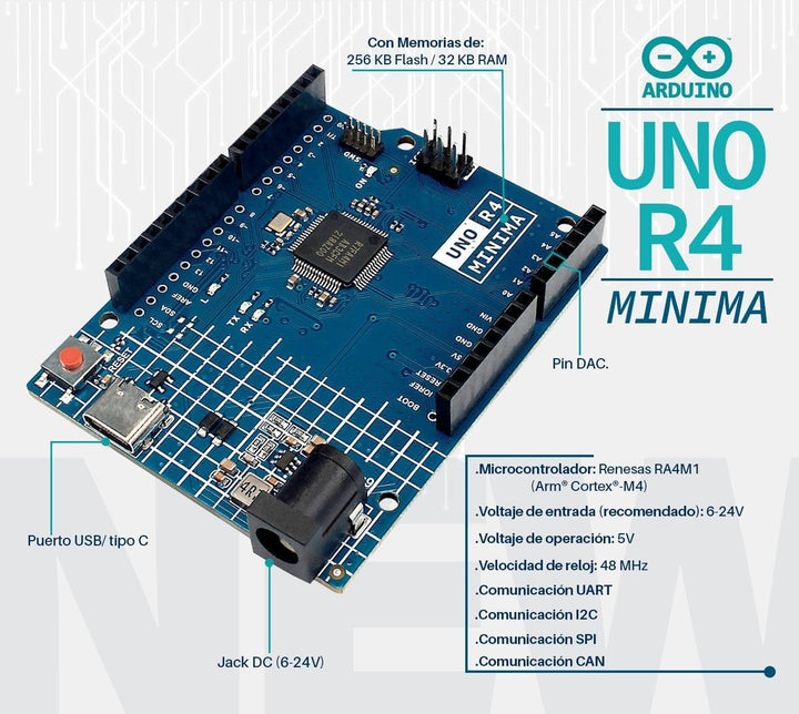 Arduino R4 Minima RA4M1 48MHz Tipo C Placa de Desarrollo - Tecneu