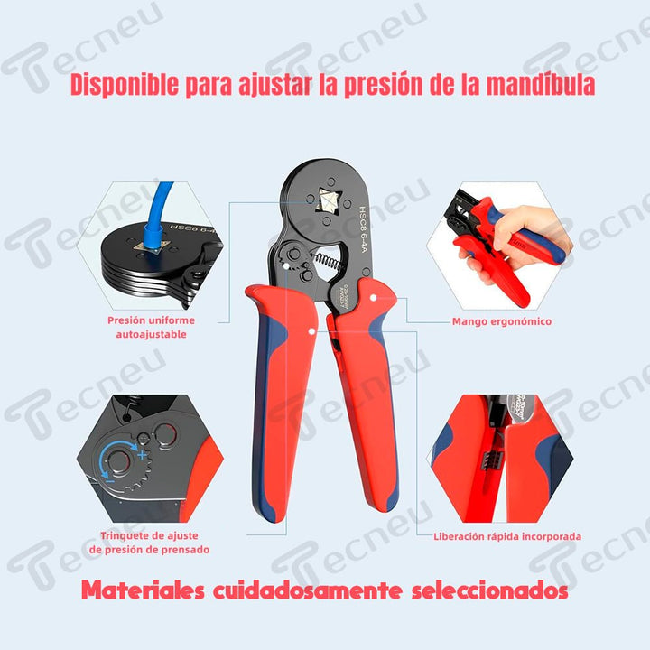 Pinza Ponchadora Para Terminales Ferrules 0.25 - 10mm Awg23 - 7 - Tecneu