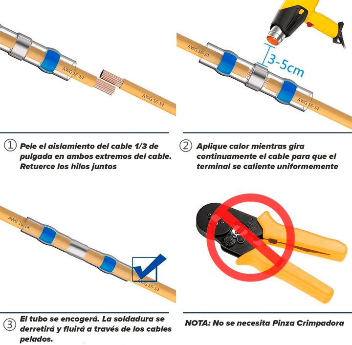 Autosoldante Termofit 210 Piezas Soldadura Termorretráctil Kit 4 Tamaños Para Cable Electrico - Tecneu