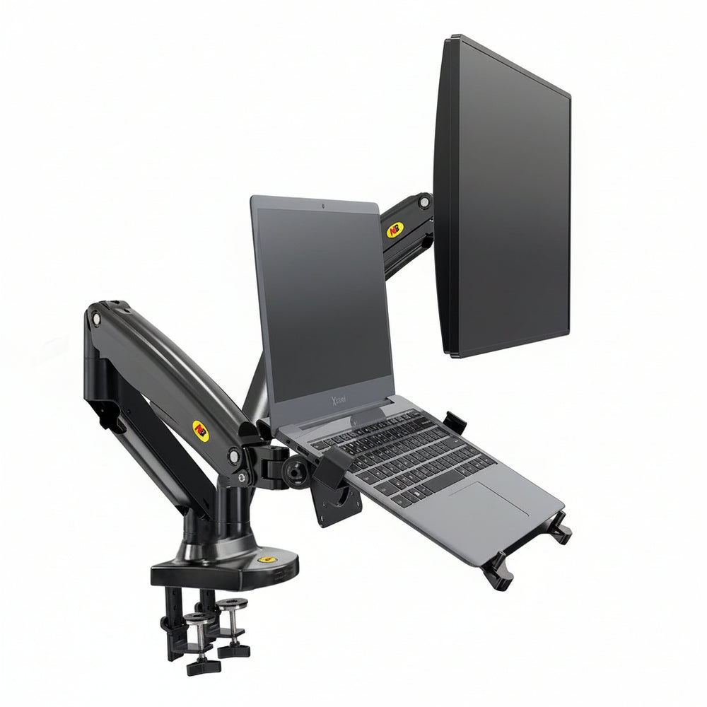 Base Doble Ergonomica De Monitor 17''-27'' Y Soporte Laptop 10''-17'