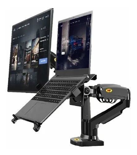 Base Doble Ergonomica De Monitor 17'' - 27'' Y Soporte Laptop 10'' - 17' - Tecneu