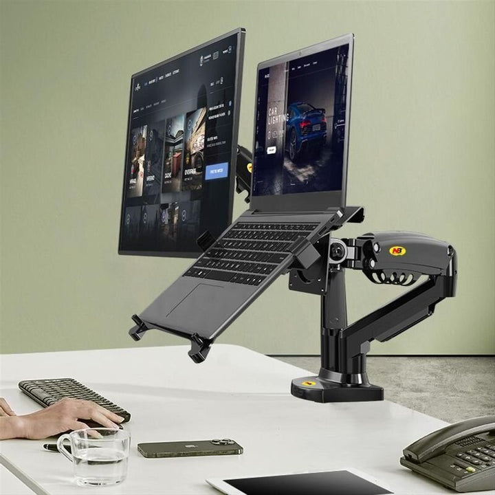 Base Doble Ergonomica De Monitor 17'' - 27'' Y Soporte Laptop 10'' - 17' - Tecneu