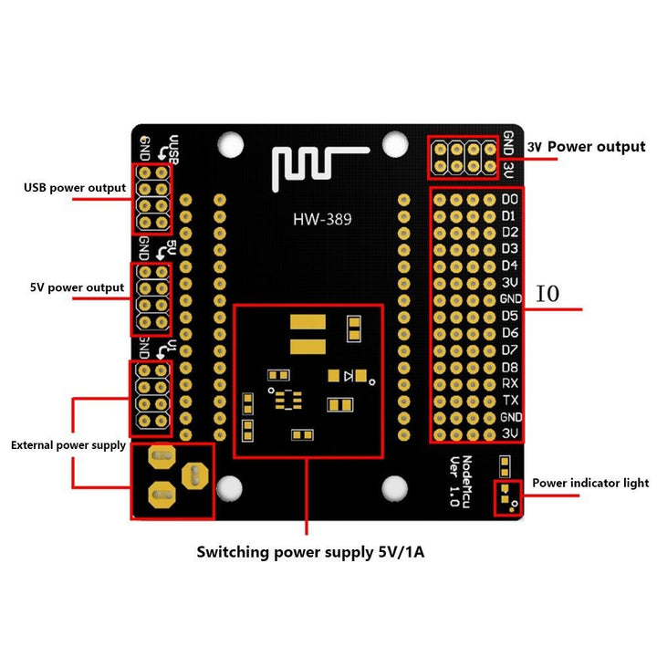 Base Shield Expansion Lolin Wifi Esp8266 Esp - 12e Nodemcu - Tecneu