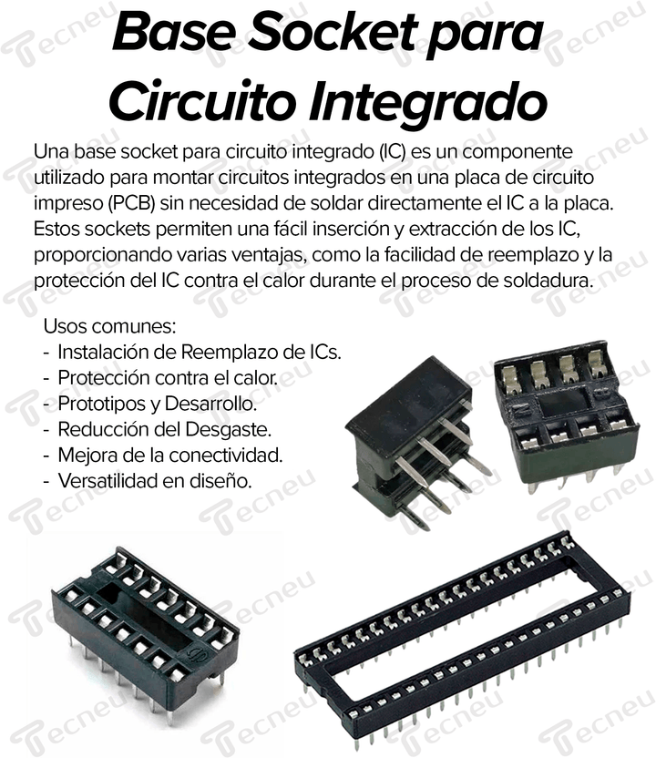 Base Socket para Circuito Integrado de 40 pines DIP - 40 - Tecneu
