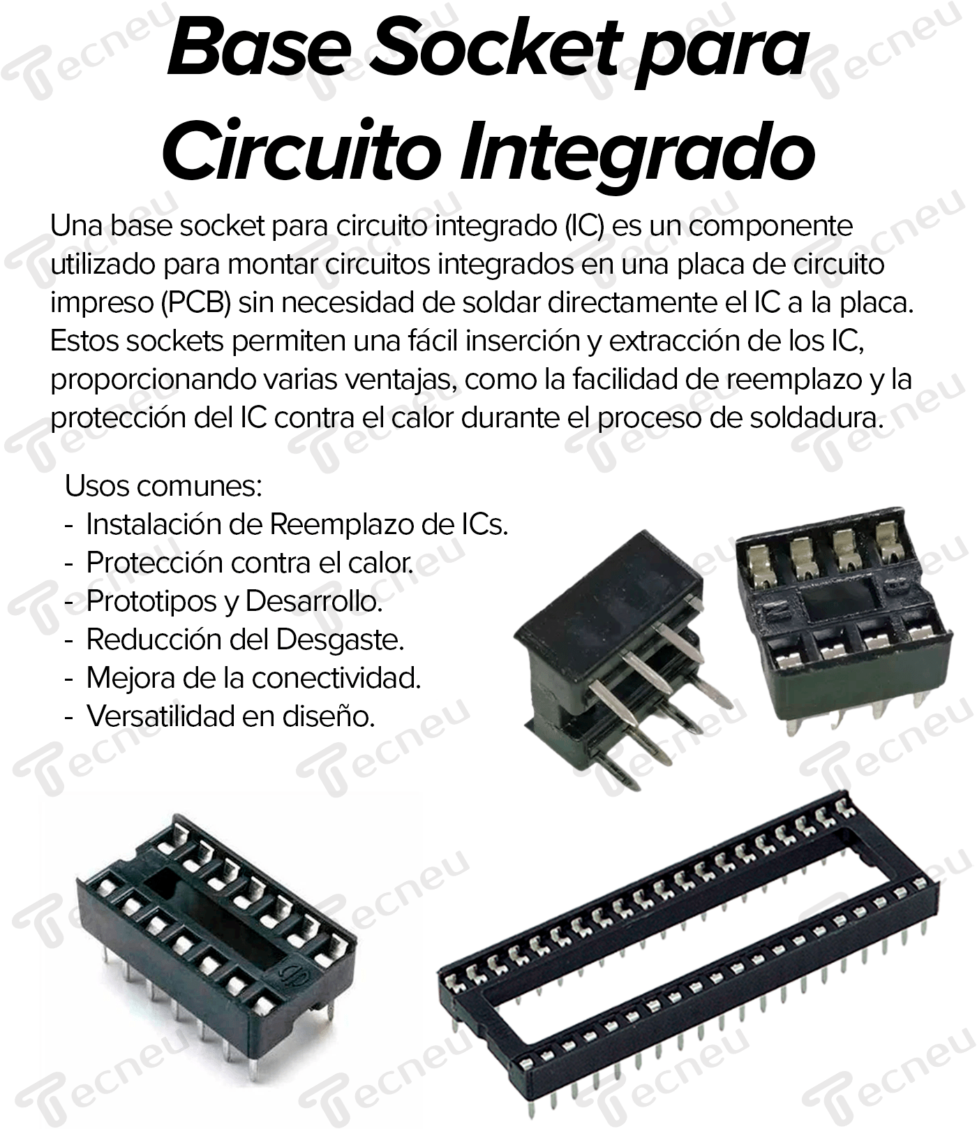 Base Socket para Circuito Integrado de 8 pines DIP-8 - Tecneu