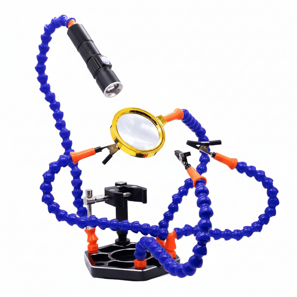 Base Soporte de soldadura con brazos flexibles Lupa y Lámpara
