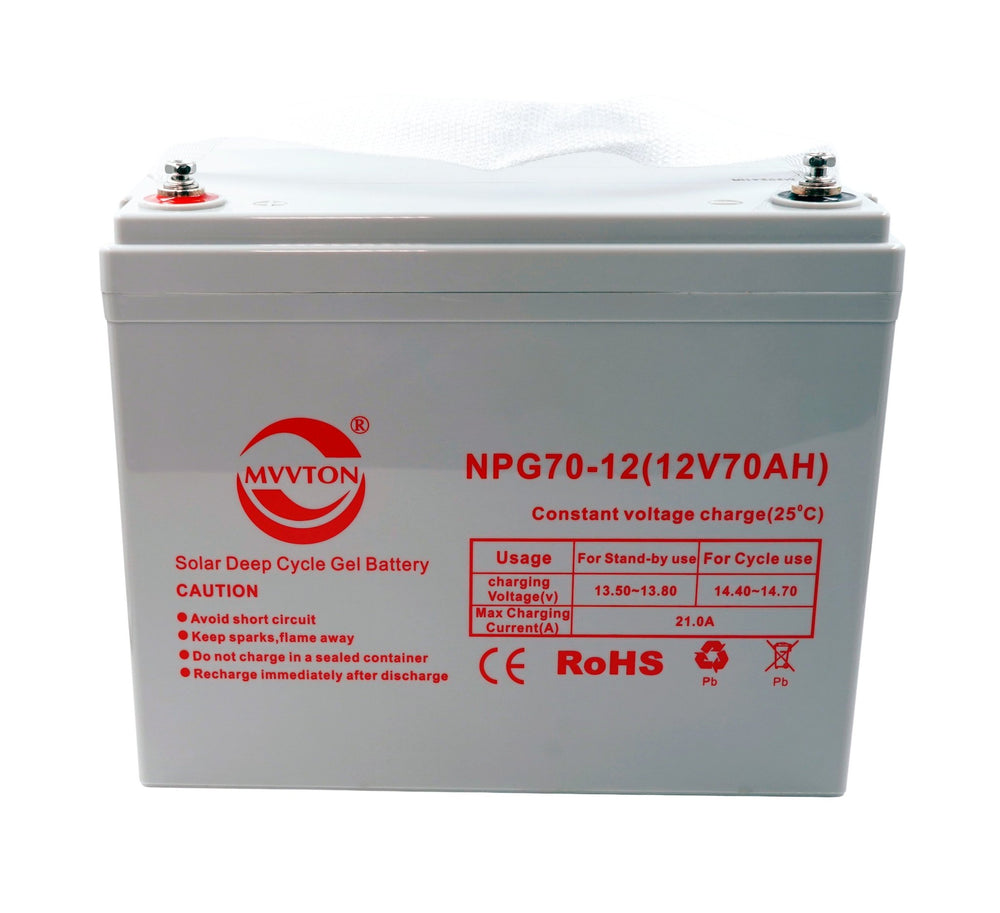 Batería de Gel Ciclo Profundo MVVTON NPG70-12 Solar 12V 70Ah
