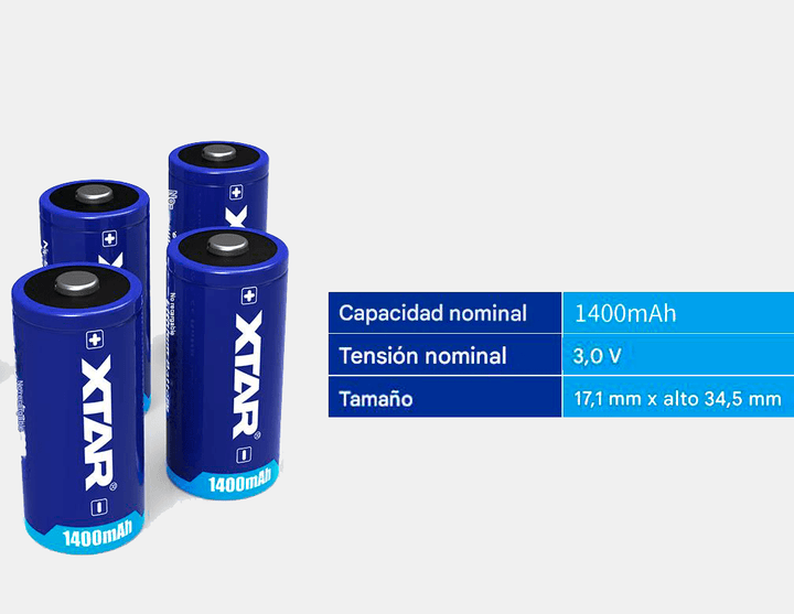 Batería de litio CR123A 1400mAh 3V - Tecneu