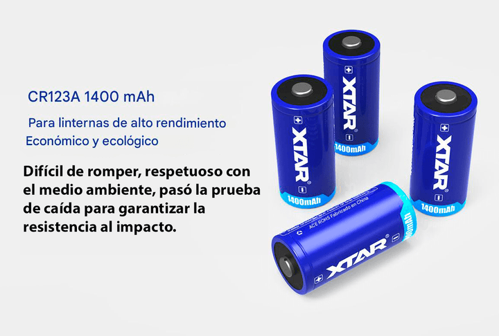 Batería de litio CR123A 1400mAh 3V - Tecneu