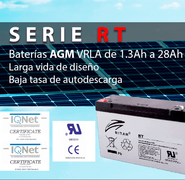 Batería de Plomo - Ácido Ritar RT1270 AGM Sellada VRLA 12V 7Ah - Tecneu