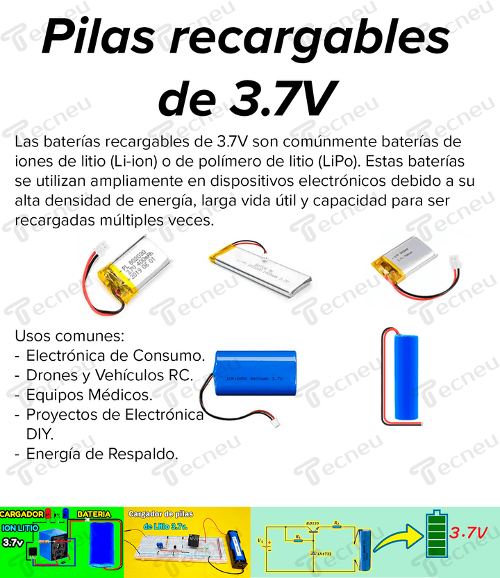 Batería Recargable 103040 De 3.7v Con Una Capacidad De 1200mAh - Tecneu