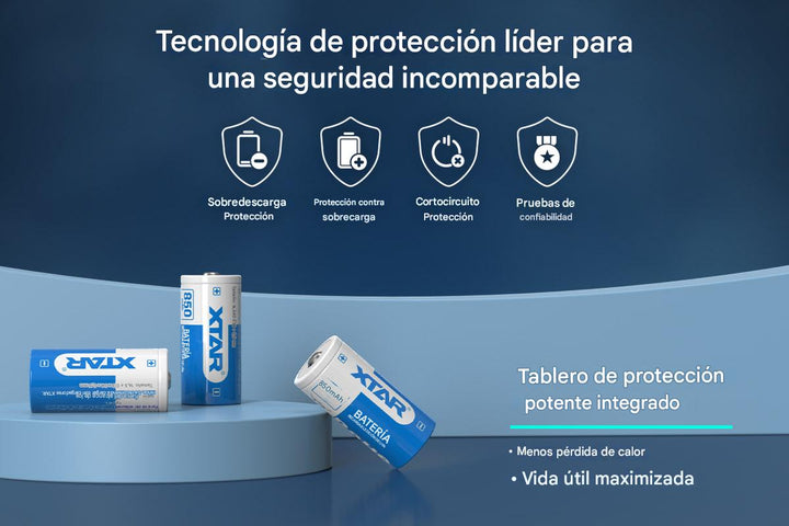 Batería Recargable Li - ion XTAR 16340 850mAh 2.5A - Tecneu