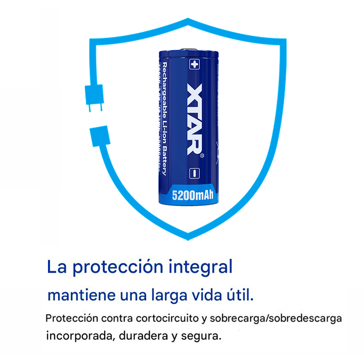 Batería Recargable XTAR 26650 5200mAh 3.7V 10A - Tecneu