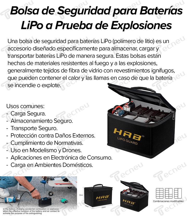 Bolsa De Seguridad Para Baterías Lipo A Prueba De Explosiones - Tecneu