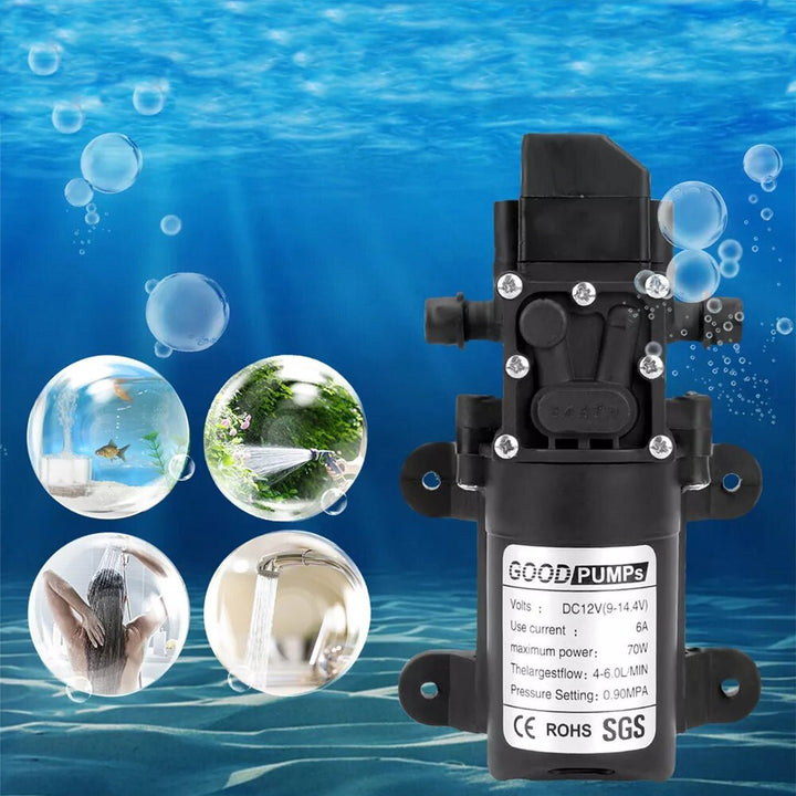 Bomba De Agua Diafragma Inteligente 1/4inch 6L Alta Presión 12v 70w - Tecneu