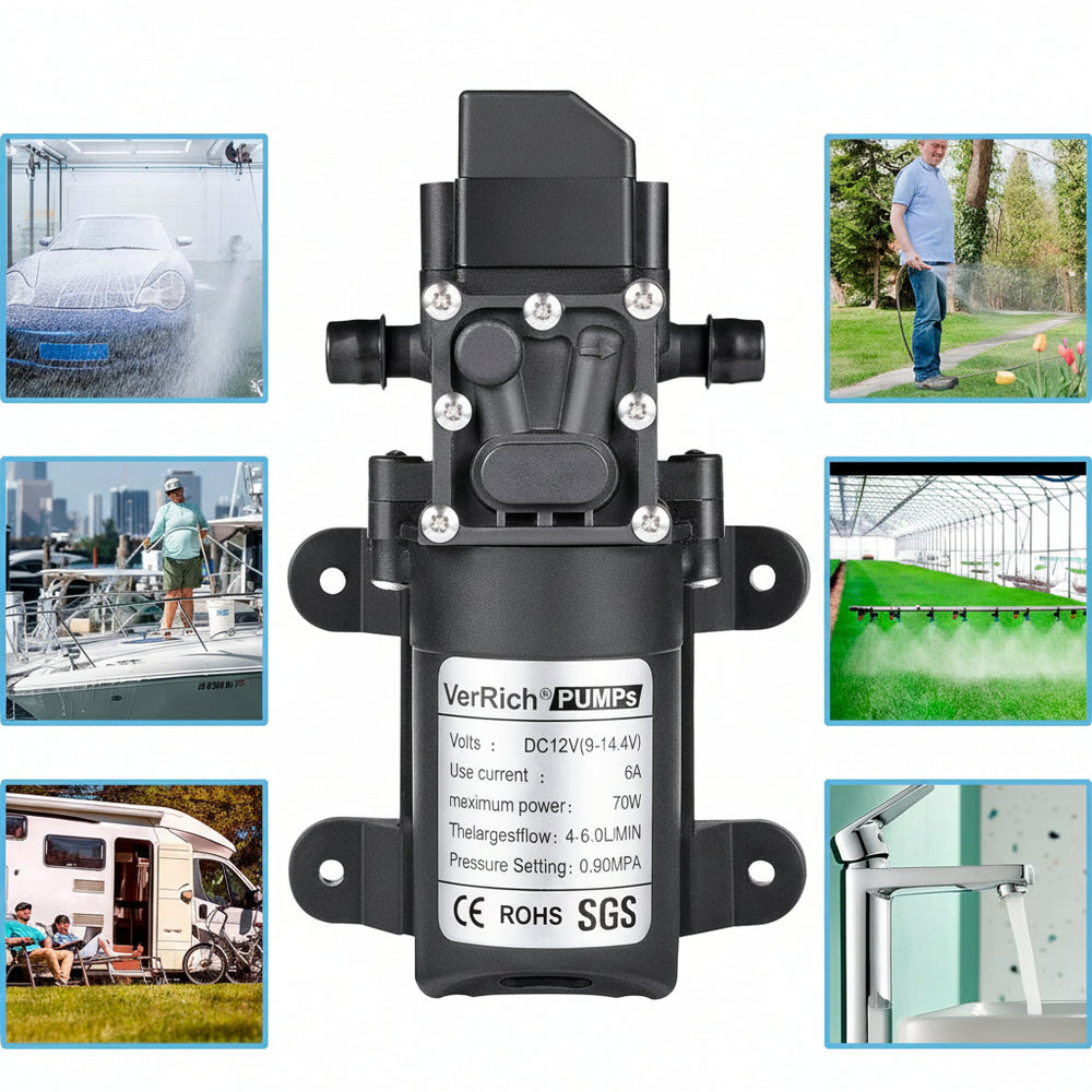 Bomba De Agua Diafragma Inteligente 1/4inch 6L Alta Presión 12v 70w