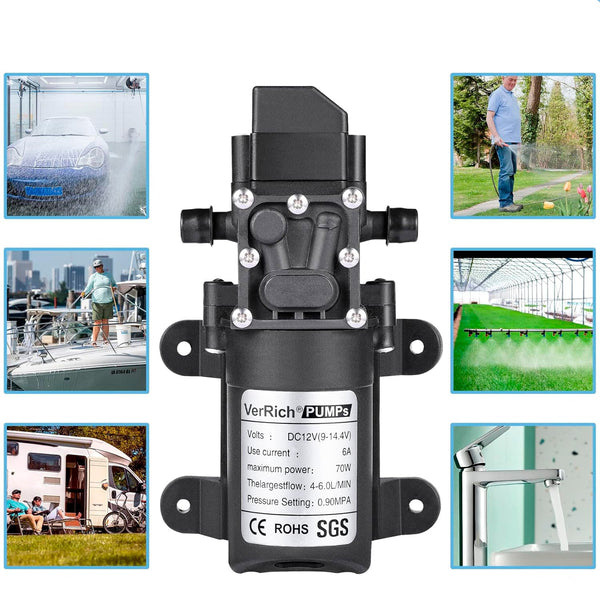 Bomba De Agua Diafragma Inteligente 1/4inch 6L Alta Presión 12v 70w - Tecneu