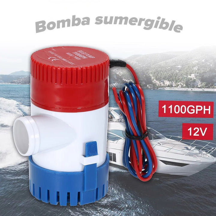 Bomba Eléctrica De Agua 12v Sumergible Centrífuga 1100GPH Achique Marino - Tecneu
