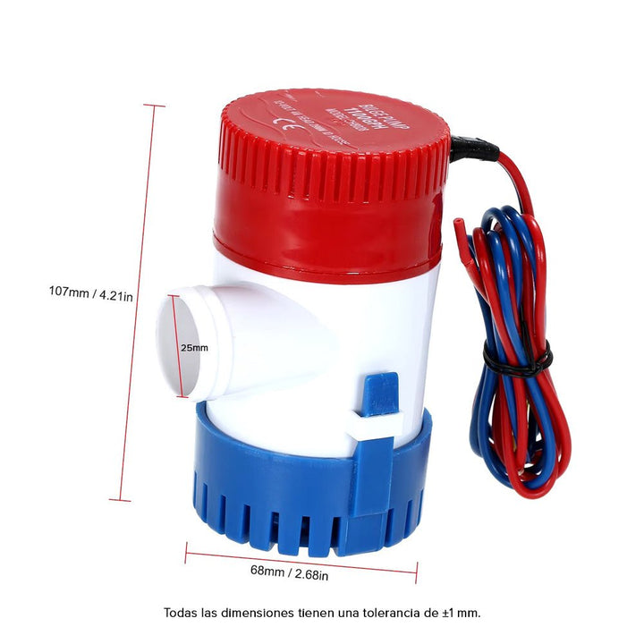 Bomba Eléctrica De Agua 12v Sumergible Centrífuga 1100GPH Achique Marino - Tecneu
