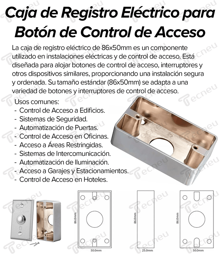 Botón De Cotrol Acceso Cerradura Magnética + Caja Registro - Tecneu