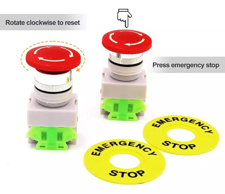 Boton Paro De Emergencia 660v 10a No Nc Push Button Cnc 22mm - Tecneu