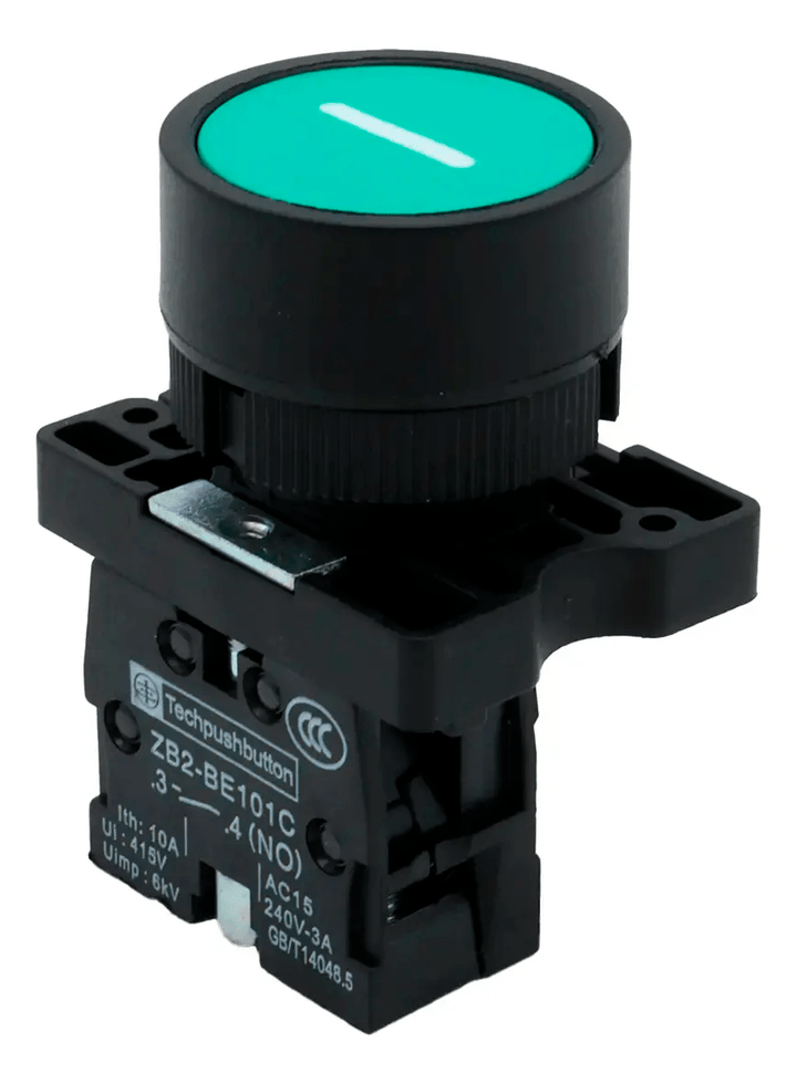 Botón Pulsador Industrial 22mm XB2 - EA3311 Verde ZB2 - BE101C - Tecneu