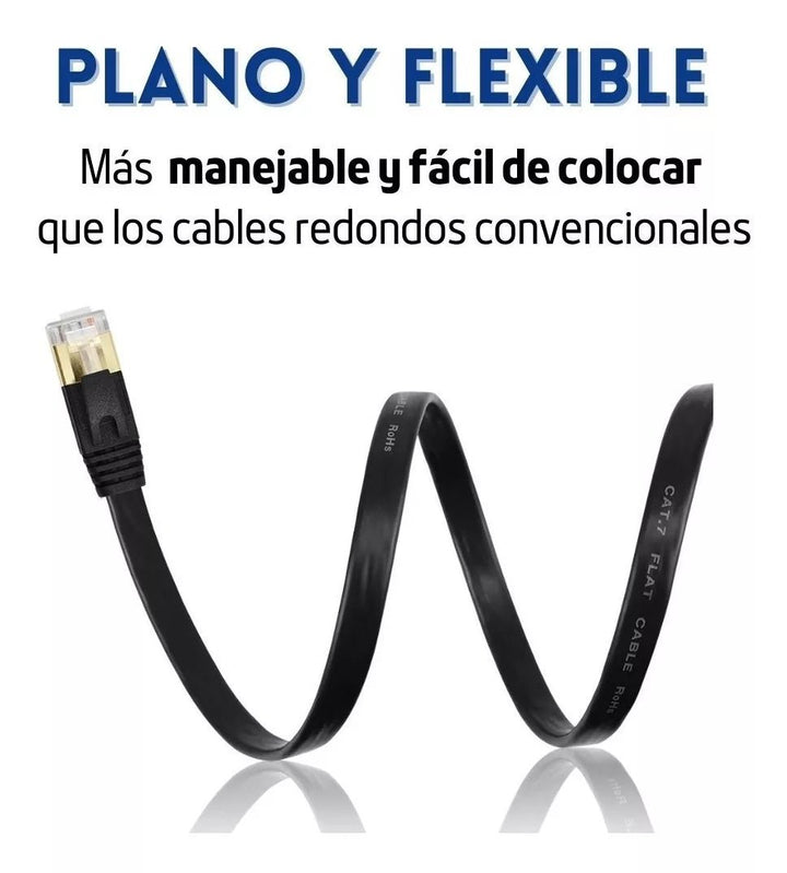 Cable Red Plano Categoria 7 Cat7 Rj45 Utp Ethernet 1.5 Mts - Tecneu