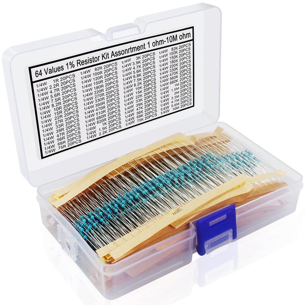 Caja 1280 Resistencias 1/4w 1% 64 Valores - Tecneu
