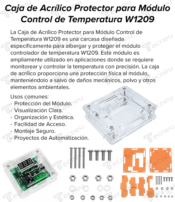 Caja De Acrílico Protector Para Modulo Control De Temperatura W1209 Carcasa Case - Tecneu