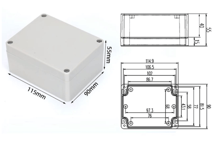 Caja de Conexiones Plástico ABS Impermeable IP66 115x90x55mm - Tecneu