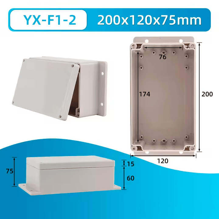 Caja de Conexiones Plástico ABS Impermeable IP66 200x120x75mm - Tecneu