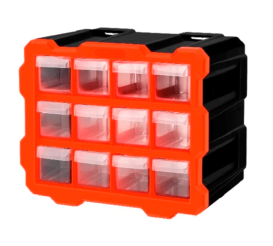 Caja organizadora de piezas con 12 compartimentos