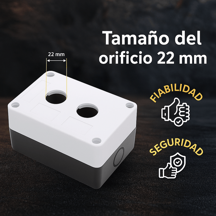 Caja para botón Industrial de 22mm 2 orificios - Tecneu