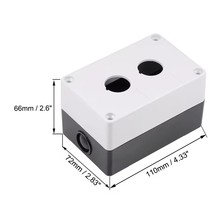 Caja para botón Industrial de 22mm 2 orificios - Tecneu