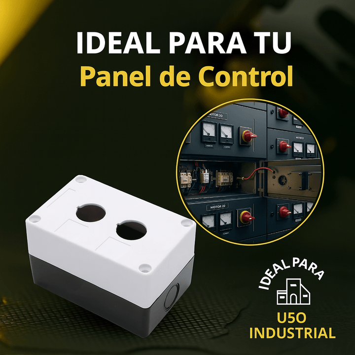 Caja para botón Industrial de 22mm 2 orificios - Tecneu