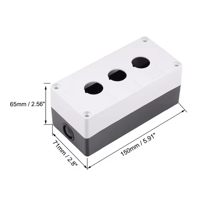 Caja para botón Industrial de 22mm 3 orificios - Tecneu